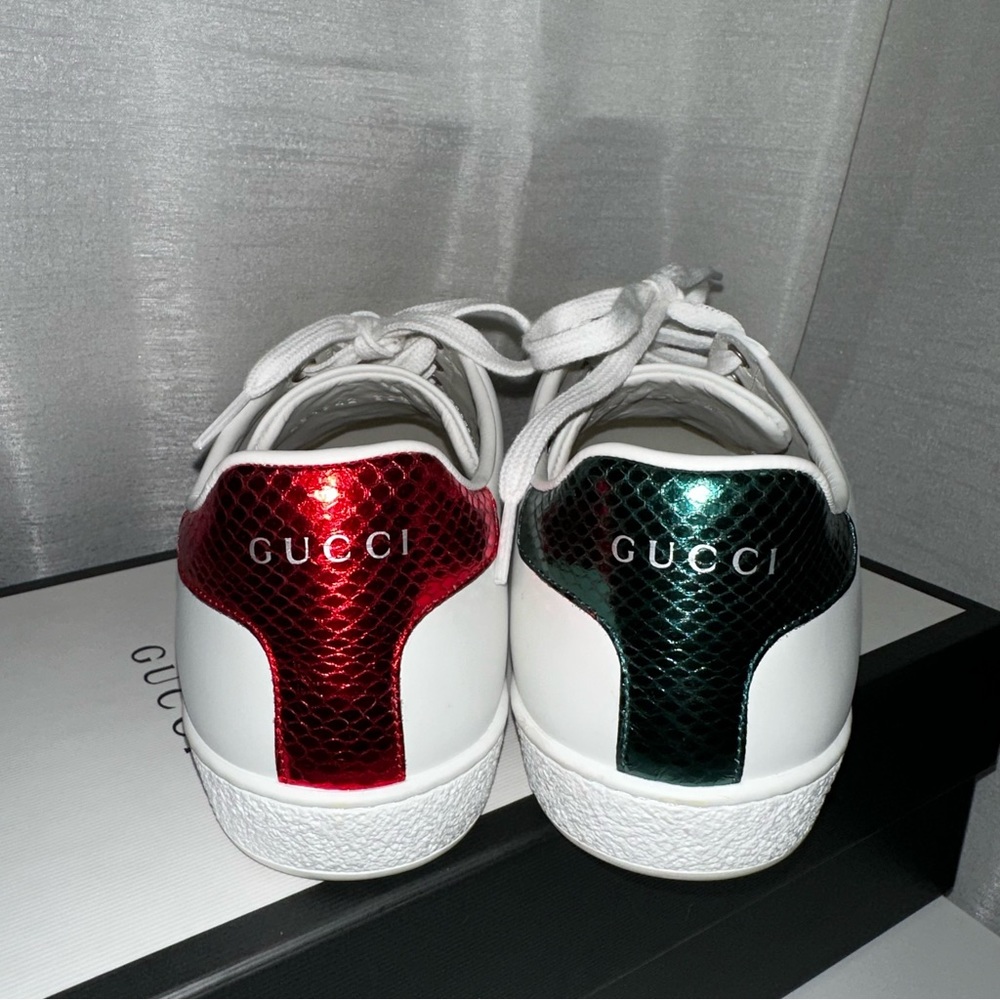NEW Gucci new ace leather white sneakers bee size 38.5 - Picture 4 of 7